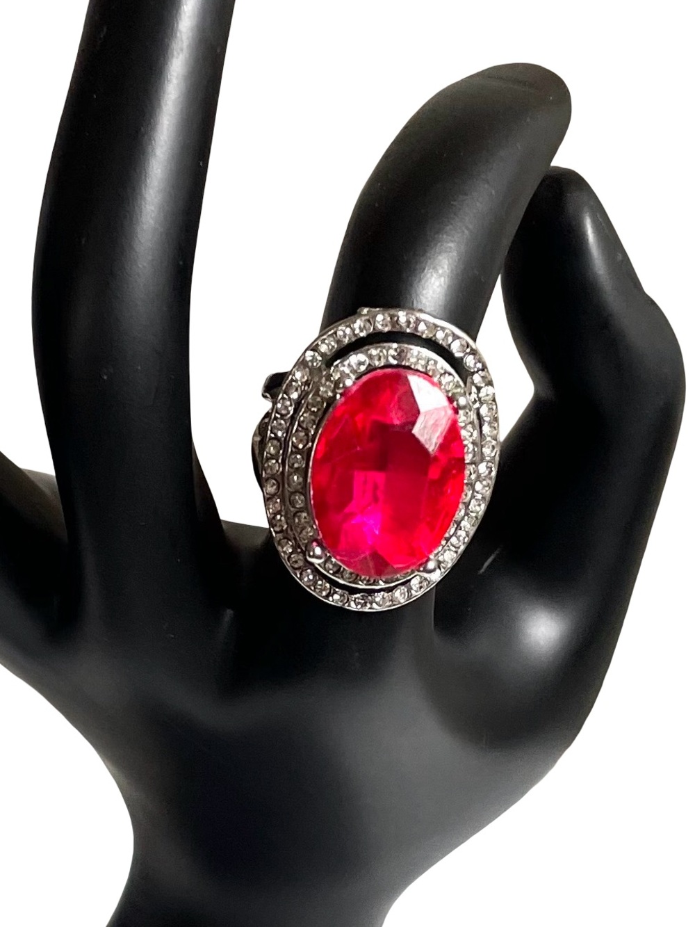 Vintage Foil Back Pink Glass Ring